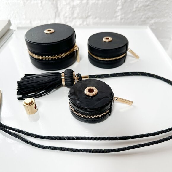 RICHARD MILLE Leather Travel Watch Case Jewelry Watch Roll Black Gold Strap Cord - Picture 6 of 16